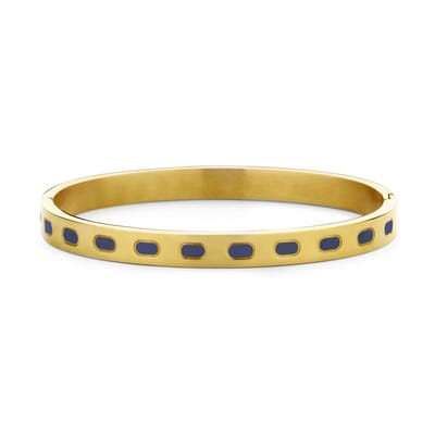CO88 Collection 8CB-91203 Stalen Armband met Emaille - Bangle - 6mm - 58x49mm - Staal - Blauw - Goudkleurig
