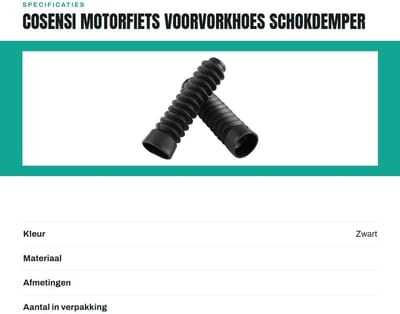 Cosensi- Vorkhoes 205x42mm - Motorfiets Cover - Schokdemper Afdichting - Rubber Balgen - Antivibratie - Slijtvast en Koudebestendig