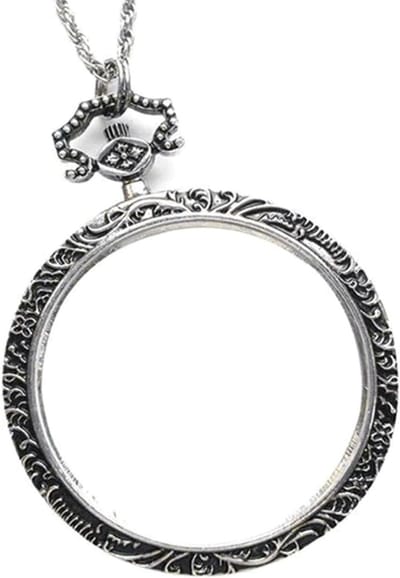 Vergrootglas Ketting - Loep Hanger - Lezen en Handwerk - 10x Vergroting Glas - 28mm Lens Diameter - Zilver