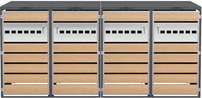YYchan Kliko Ombouw Kast 4-vaks - Robuuste Stalen - Houtlook - Antraciet - Onderhoudsvrij