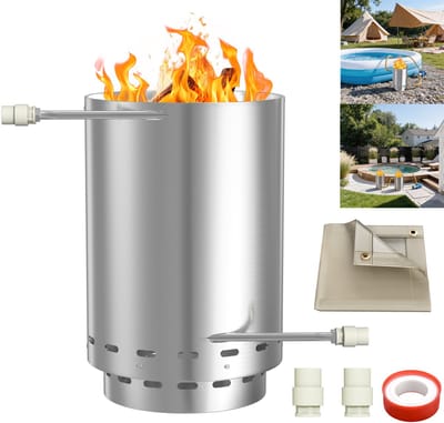Froadp 2er Poolheizung Schwimmbadheizung Edelstahl Pool Heizungen Feuertonne Anschluss Ofen