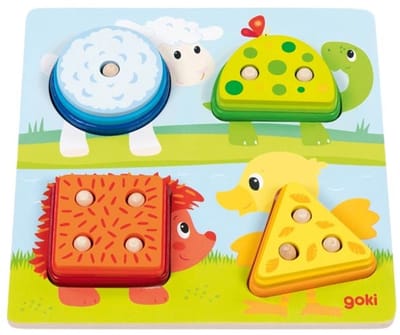 GOKI Sorteerbord - Dieren - Kleuren En Vormen - 21X21X2,6Cm - 1 Jaar