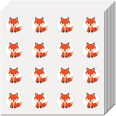 Dailygoody - Kleine Vossstickers - Dieren Stickers - Zelfklevend en Waterdicht - Ronde Stip Stickers - Perfect voor Scrapbooking en Planners - 128 Stuks