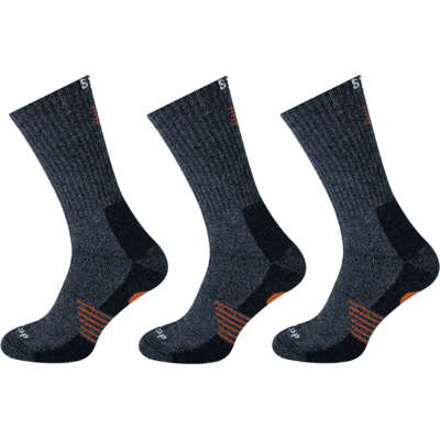 STAPP Wandelsokken Techno Bamboo 3-pack Dark Grey Orange-35/38