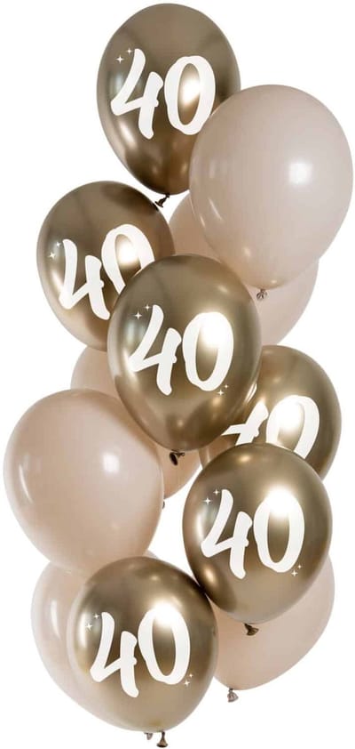Folat - Golden Latte 40 jaar ballonnen (12 stuks)