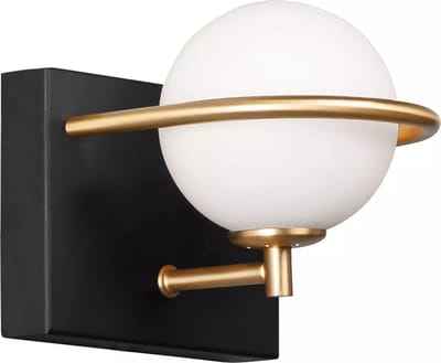 TooLight Elegante wandlamp - zwart/goud - 1 lichtpunt - glas en metaal - 150x150x160 mm