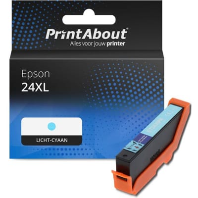 PrintAbout huismerk Inktcartridge 24XL (C13T24354012) Licht-cyaan Hoge capaciteit Geschikt voor Epson