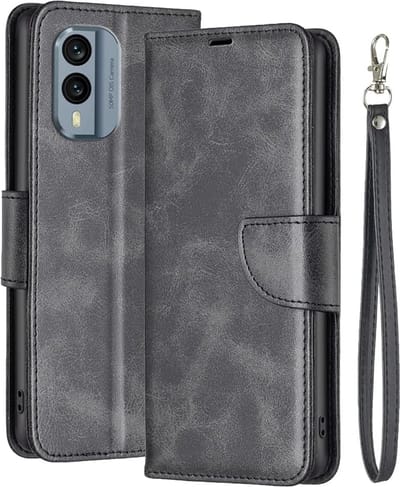 Geschikt voorNokia X30 5G lederen hoesje portemonnee hoesje holster met kaarthouder stand-view flip - Zwart