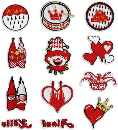 Set van 12 Strijkplaten voor Carnaval, Rood en Wit, Ideaal voor Kostuums en Strijkaccessoires voor Volwassenen