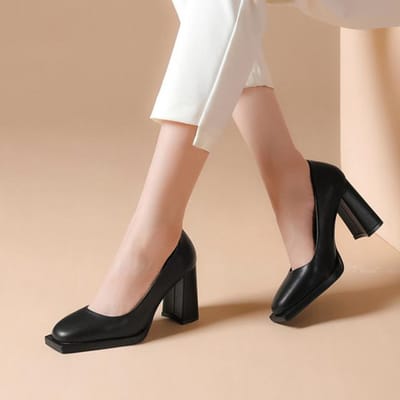 Vrouwen Hoge Hakken Schoenen Blokhak Ondiep Sexy Merk Pumps Lente Nieuwe Trend Mode Jurk Feest Sandalen Vierkante Neus Vrouwenschoenen 37 zwart