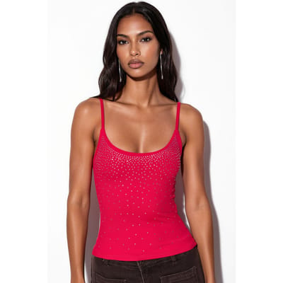 Aansluitend Fitted Crop Pailletten Camitop