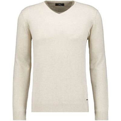 Ragman Trui Knit Pullover V-Neck Ricecorn Look Ecru / male