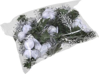 Othmar Decoration Kerststukje decoratie - 6x st - zilver - op stekers - 12 cm - kerstversiering