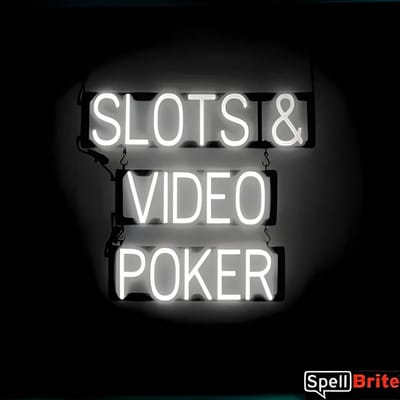 SLOTS & VIDEO POKER - Lichtreclame Neon LED bord verlicht | SpellBrite | 67 x 60 cm | 6 Dimstanden - 8 Lichtanimaties | Reclamebord neon verlichting