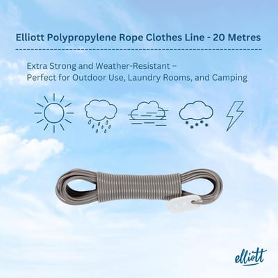 Stalen Kern Waslijn - Weerbestendig en Extra Sterk - 15 Meter - Wit/Grijs - PVC Gecoat