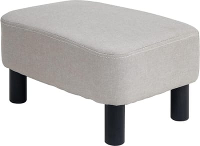 Kleine voetenbank van linnen stof - Ottomaanse voetsteun - modern design - woonkamer slaapkamer - rechthoekige kruk - gevoerde zitting - 42 cm