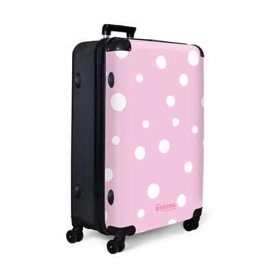 NoBoringSuitcases.com® - Koffer groot - Reiskoffer lichtgewicht - Roze achtergrond met witte stippen - Rolkoffer met 4 wielen - Grote trolley XL - 98 liter bagage