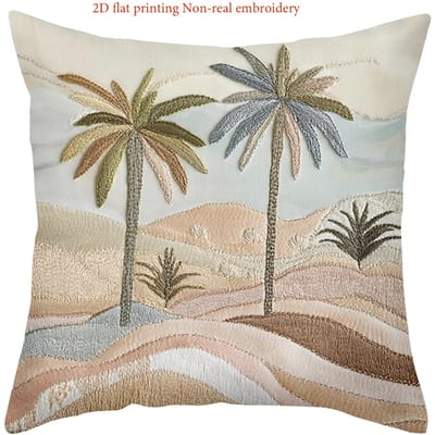 2D Vlakke Print Palmbomen en Dierenpatroon Kussenhoezen Polyester kussensloop, Decoratieve Kussenhoes voor Bank Hoofdbord Kussen 50x50cm