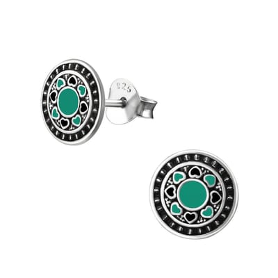 Montebello Oorbellen Berru Green - 925 Zilver E-Coating - ∅8mm