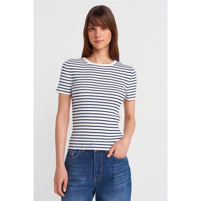 Gestreepte Geribbelde Brei Blouse