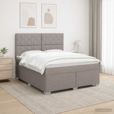 vidaXL - Boxspringbed - met - matras - met - hoofdeinde - Taupe - 160 - x - 200 - cm - Stof