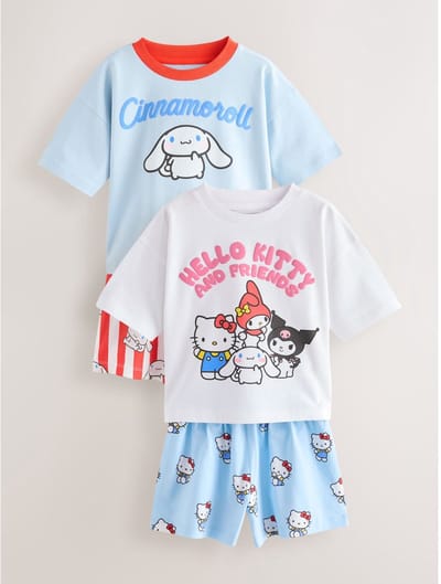 Next - Meisjes - Set van 2 korte Hello Kitty pyjama's - Blauw