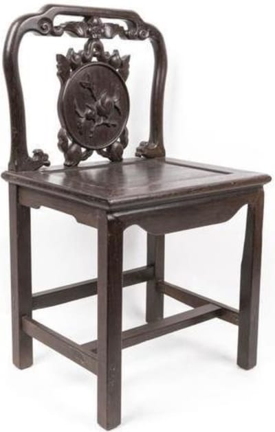 Fine Asianliving Antieke Chinese Stoel met Handgesneden Perzik Chinese Meubels Oosterse Kast