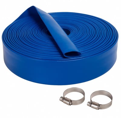 Deltaline Platte Afvoerslang voor Dompelpompen – 1 inch / 25 mm – 50 m – 3 Bar – Incl. 2 Slangklemmen