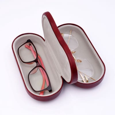 Dubbelzijdige Brilkoffer - Rood, Zonder Spiegel, Voor Bril en Contactlenzen, 2-in-1 Opbergdoos