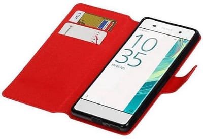 Cross Pattern TPU Bookstyle Wallet Case Hoesjes Geschikt voor Xperia XA Rood