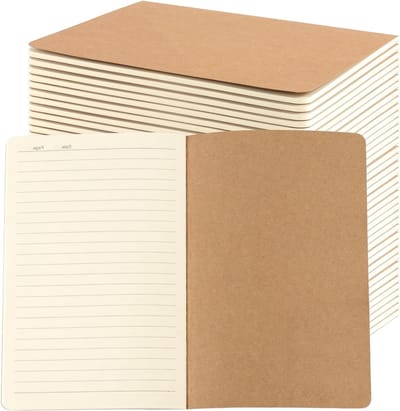30 Stuks A5 Gelijnde Notitieblokken met Kraft Papier Kaft, Ideaal voor Journalen, Notities en Schrijven, 36 Vel/72 Pagina's