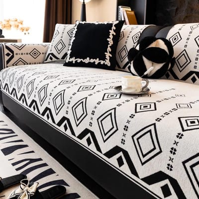 Geometrische Jacquard Bankhoes Chenille Licht Luxe Bankmat Meubelbeschermhoes Antislip Vier Seizoenen Universele Bankhoes 70x70cm 1pcs