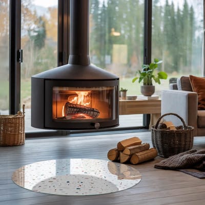 Coloray Vloerplaat Houtkachel - Plaat onder Houtkachel - 90 cm x 90 cm - Kachel Onderplaat - Wit Vloerplaat Kachel - Onderplaat - Onderplaat Kachel - Houtkachel Vloerplaat - Onderplaat Voor Houtkachel