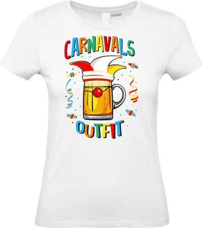 Dames t-shirt Carnavals Outfit | Carnavalskleding dames | Carnaval Kostuum | Foute Party | Wit Dames | maat XS