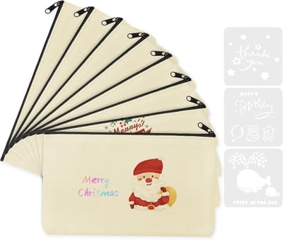 Canvas Rits Tassen Set met Doodle Templates - Perfecte DIY Oplossing voor School en Reizen - Beige Organizers