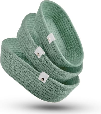 ovaal zeegroen voor planken, kasten, slaapkamer, badkamer, organisatie, ladekast, commode kinderkamer, decoratie, decoratieve mand, set van 3