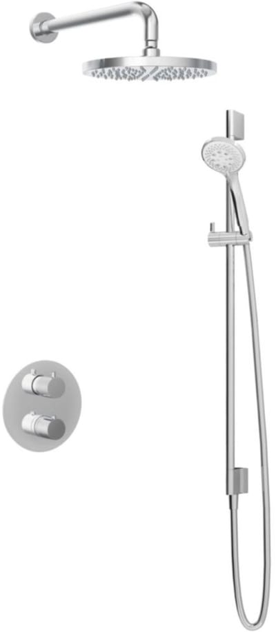 Hotbath Buddy - Inbouw Regendoucheset - Thermostatisch - Wandarm 35 cm - Hoofddouche 250 mm - Ronde Handdouche 3 Standen - Glijstang 900 mm - met 2-Weg Stop-Omstel - Waterbesparend - V01