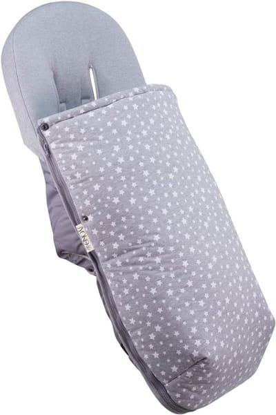 Universele Kinderwagenzak - Voetenzak baby - Warmte en comfort - Hypoallergeen katoen - 42 x 100 cm - Wit met sterren