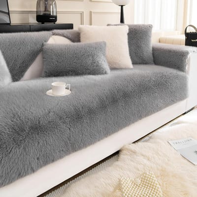 Zachte Velours Sofahoes voor 1, 2, 3 of 4-zitsbank, Antislip Bescherming tegen Huisdieren en Vlekken (Grijs, 71 x 28 inch)