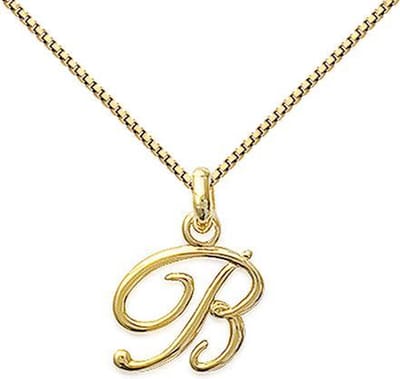 Amanto Ketting Letter B - 925 Zilver Verguld - Alfabet - 12x18mm - 50cm