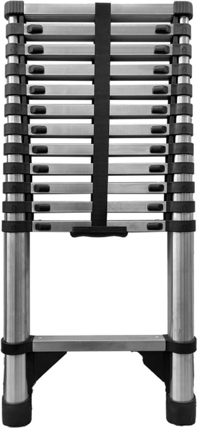 Baulich Stalen telescopische ladder, 13 sporten - 107-380 cm, draagvermogen 125 kg, compact, verstelbaar, antislip voeten, voor huis en tuin