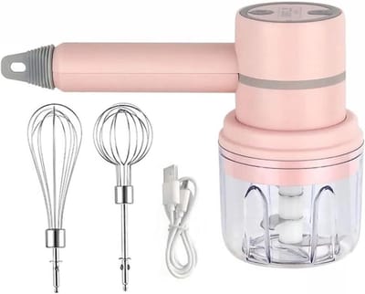 Staande mixer - Handmixer keuken - Bakken en mixen - Draadloos en draagbaar - 20W vermogen - Roze