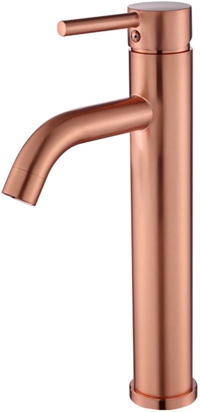 WEBO Hoge Design Wastafelkraan Toiletkraan Mediance 30 cm Messing - Waterbesparend – Gebogen – Mengkraan Koud en Warm – Koper