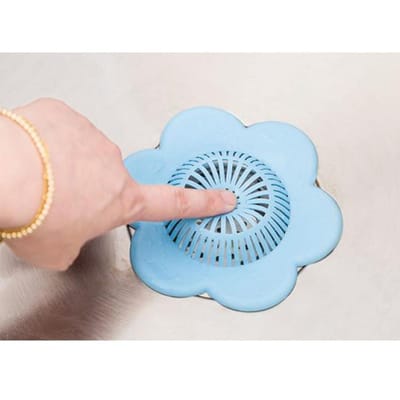 Passoire d'évier en PVC Prévention du colmatage Couvercle de filtre d'évacuation Ventouse Bouchon de sortie de drainage pour Cuisine Salle de bain Bleu bleu