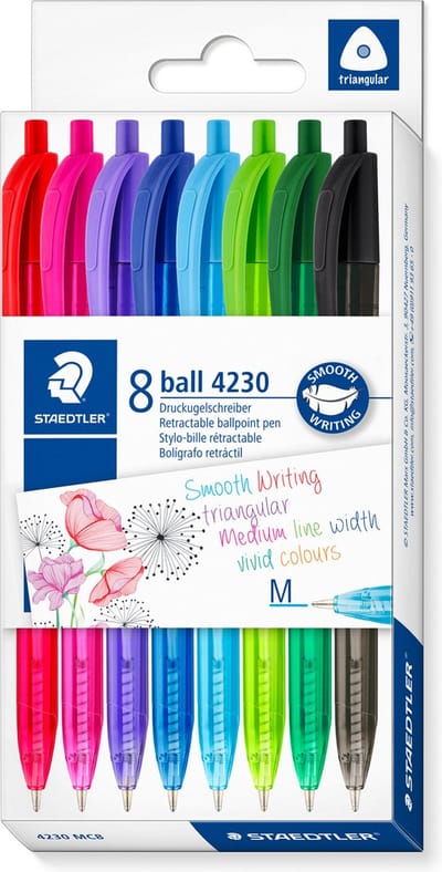 STAEDTLER ball driekantige balpen set 8 kleuren