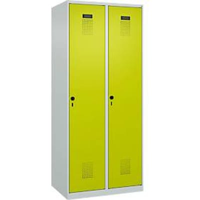 Garderobekast C+P Evolo Plus, 2 vakken, rechts scharnierend, veiligheidsdraaistang, B 800 x D 500 x H 1850 mm, lichtgrijs/kleedgroen