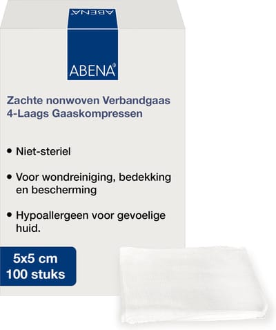Abena Gaaskompres - 100 Stuks - Absorberend Verbandgaas - 4 Laags Gaaskompressen - 5 cm x 5 cm