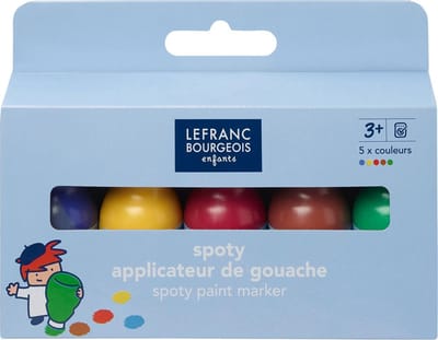 Lefranc Bourgeois 807251 Education Spoty Paint Marker – 5-delige set | Gouache Markers voor Kinderen vanaf 3 Jaar | Spatvrij & Wasbaar
