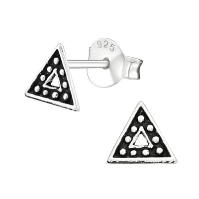 Aramat Jewels | Oorbellen | Zilveren Bali Oorbellen - Driehoek Geoxideerd | | | |6mm | Zilver | Kinderen, Volwassenen | Verkleurd niet