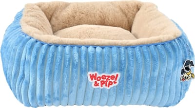 Woezel & Pip divan corduroy vierkant blauw 40cm